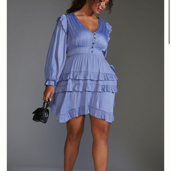 Anthropologie Tiered Ruffled Mini Dress 3X Plus size - Picture 3 of 6